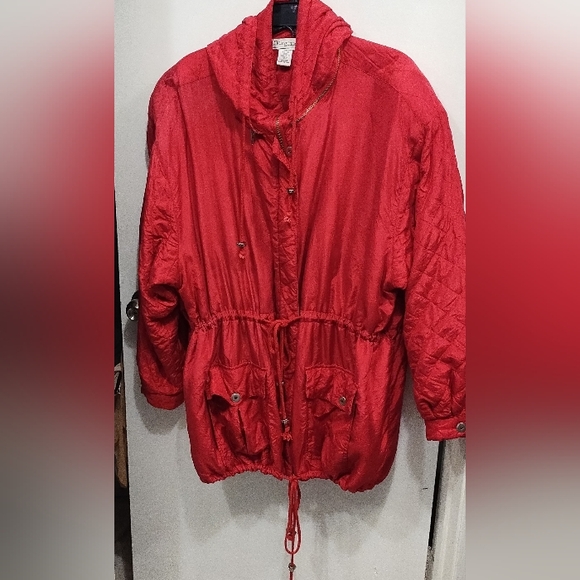Vintage Fitting Image Red Silk Light Jacket - Picture 1 of 11